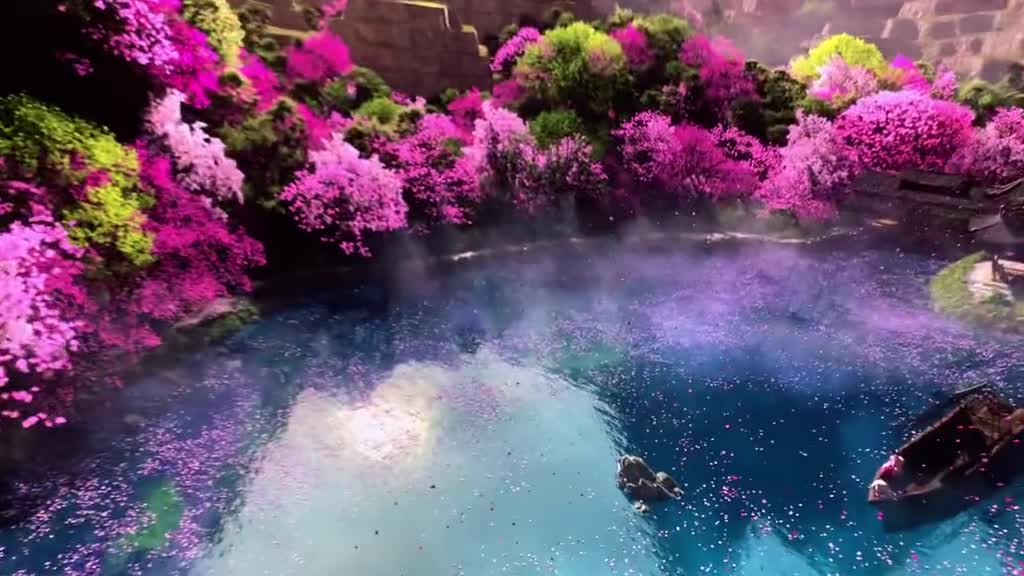 Healing scenery petals falling