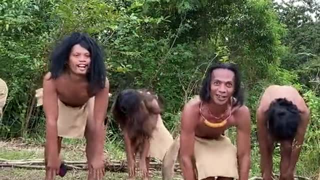 Tribal guys dancing