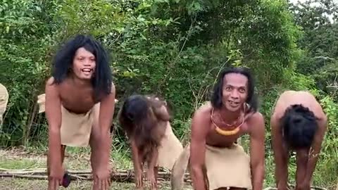 Tribal guys dancing