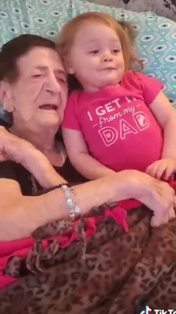 102yr Grandma with 2yr great great Granddaughter Cutest moment