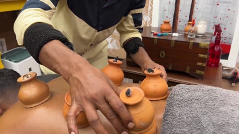 Master Cracker Relaxing Fire Cup Back Massage _ Indian Massage