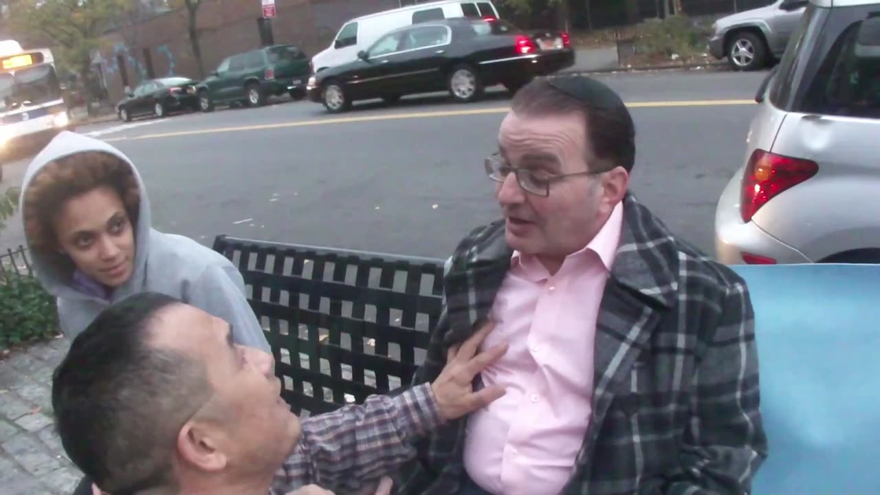 Luodong Massages Uninterested Jewish Man On Bench