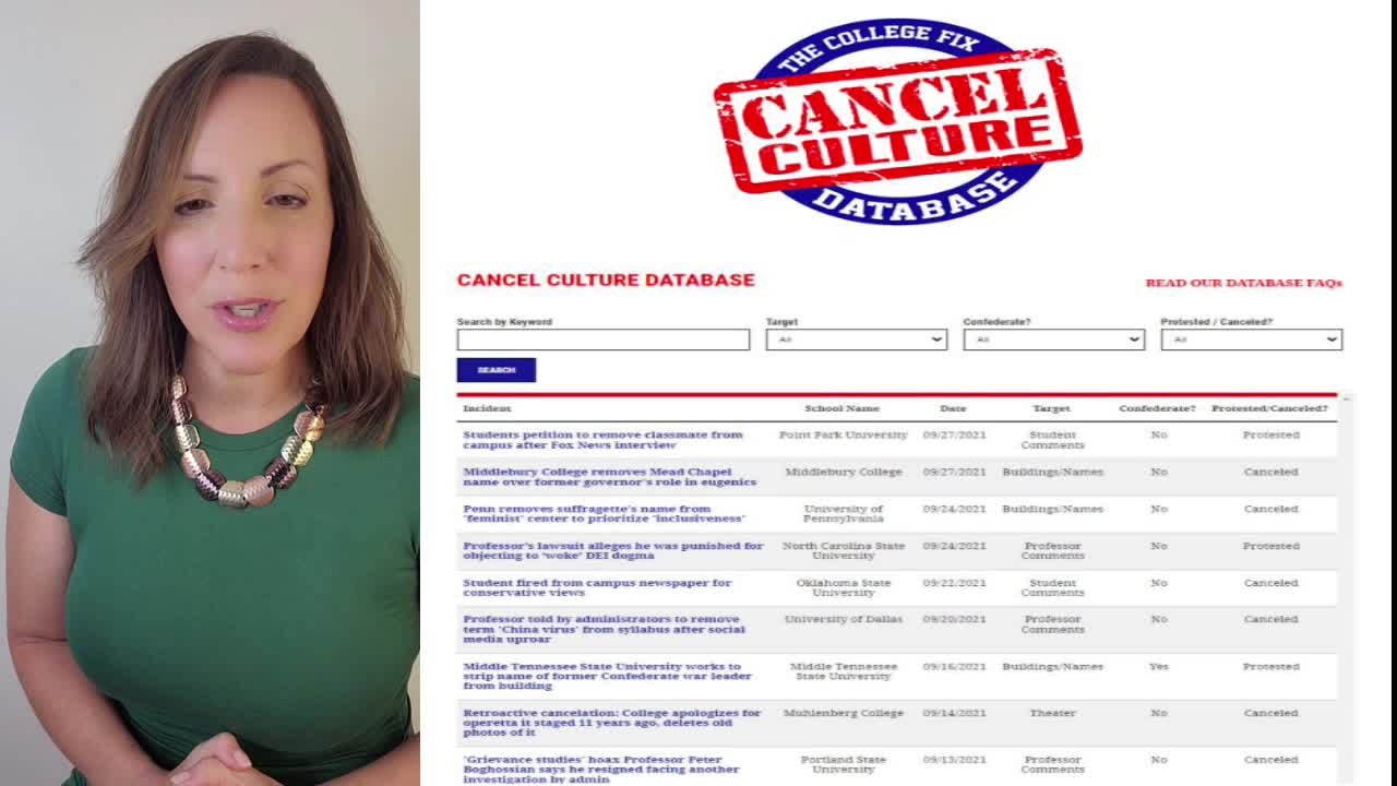 Campus Cancel Culture Database launched -- check it out now!