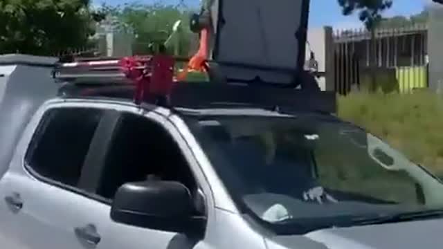 Vehicle with LRAD attached on the top was spotted exiting the freedom camp at Epic Park in Canberra