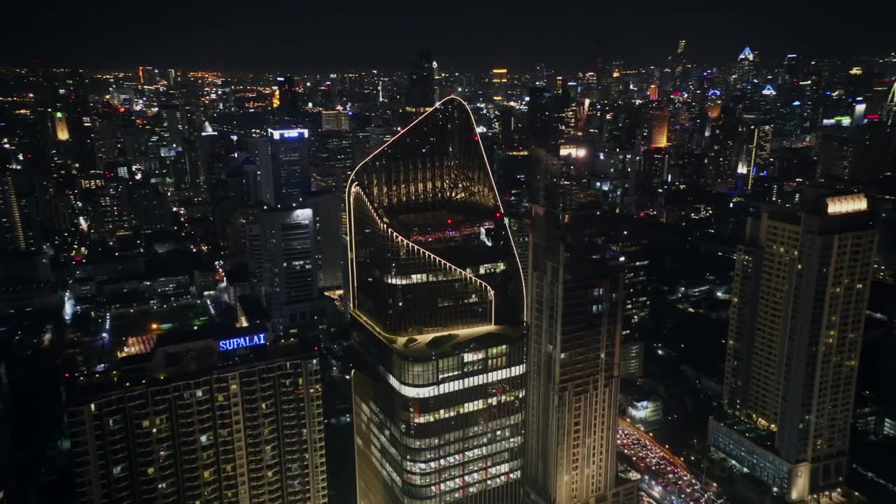 tower building road cityscape metropolis bankok thailand city asia archiecture night...