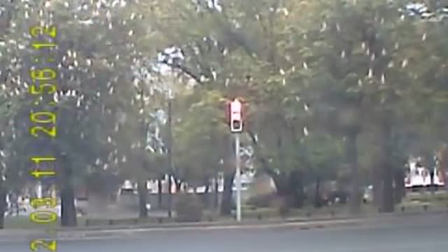 Motorcyle Smashes Right into Car that Stopped in Middle of Road