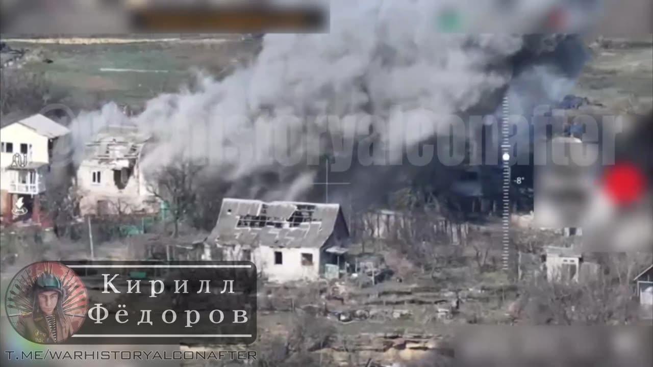 RU Ka-52 launches an LMUR at a house used by soldiers of the AFU