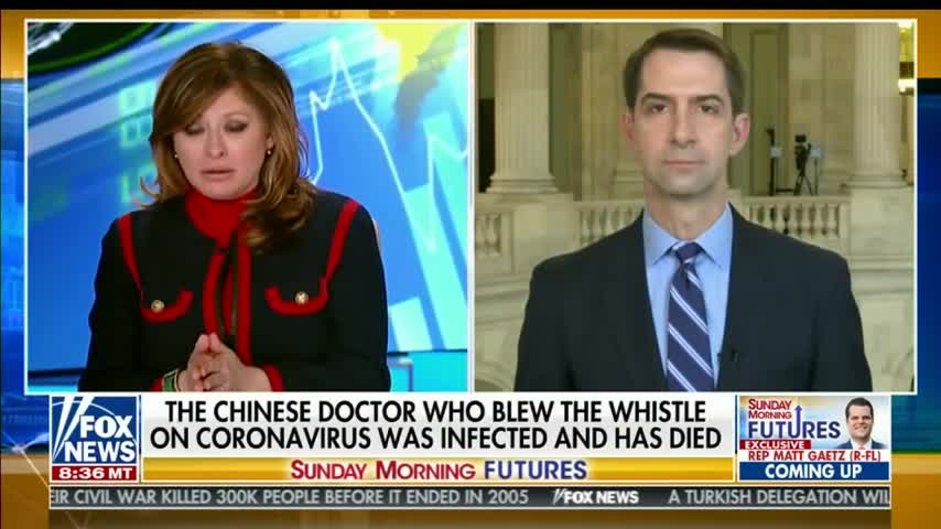 February 16, 2020: Senator Tom Cotton talks about the Chinese cover up and Wuhan lab