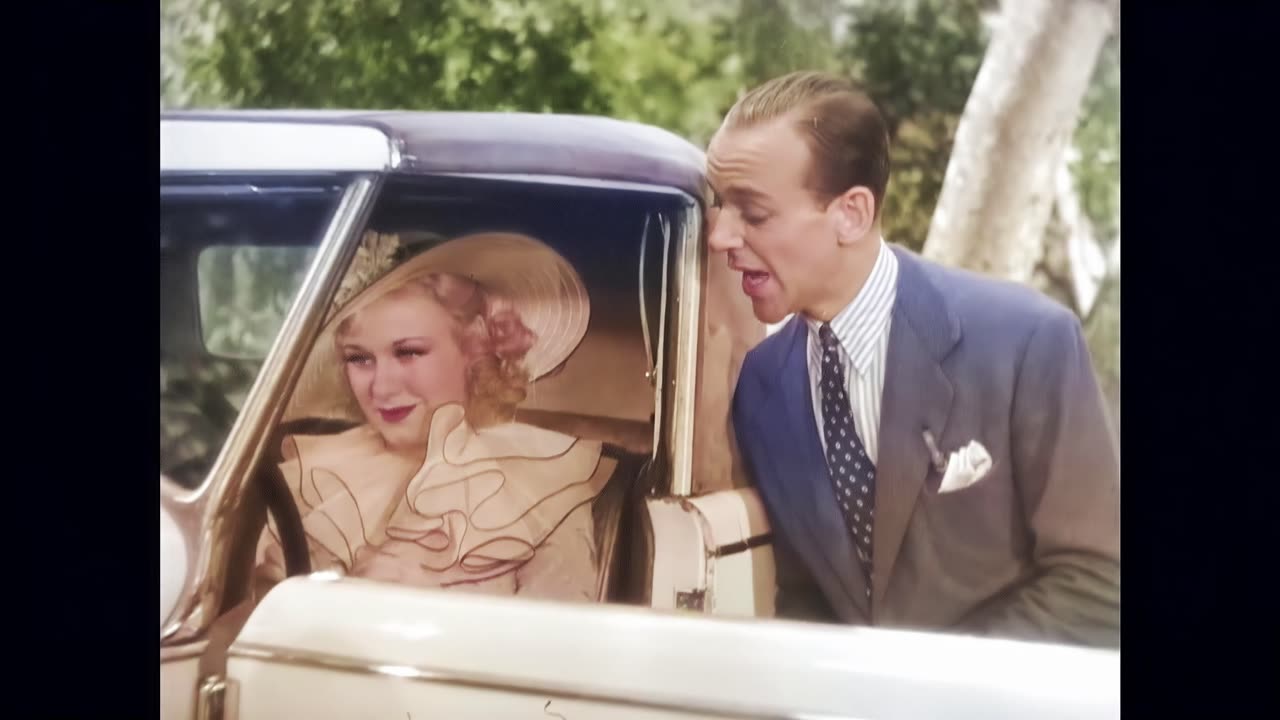 Fred Astaire Ginger Rogers The Gay Divorcee 1934 scene colorized remastered 4k