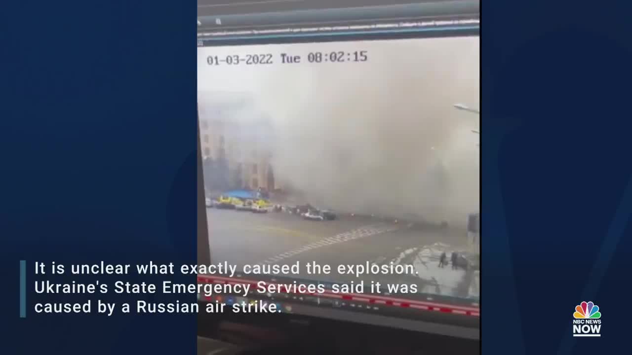 Huge Explosion At Kharkiv Administration Building Caught On Camera