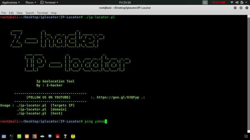Kali Linux Ip locator