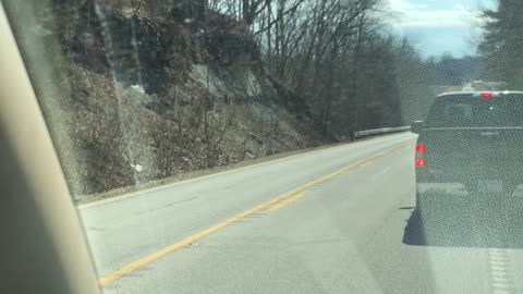 Oversized load taking up both sides of the road