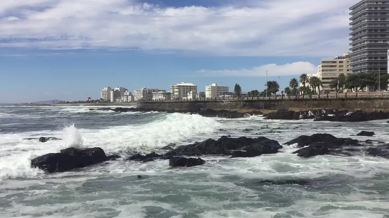 A view of waves breaking