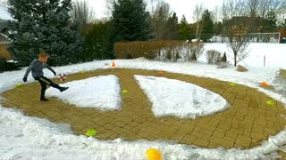Talented Kid Nails Soccer Cone Stunt