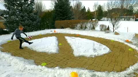 Talented Kid Nails Soccer Cone Stunt