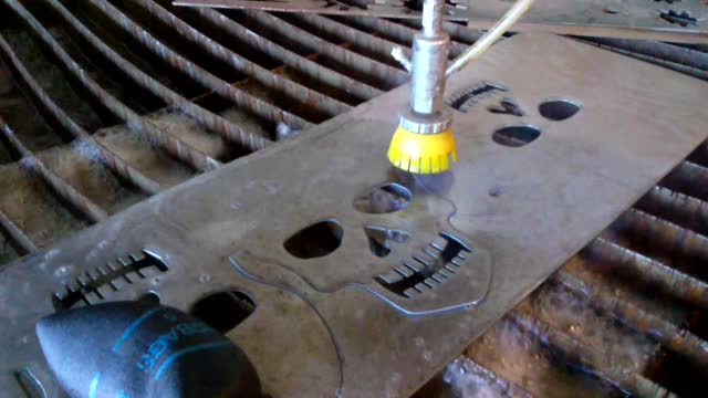 Skull and Crosswrench pieces cut on the water jet