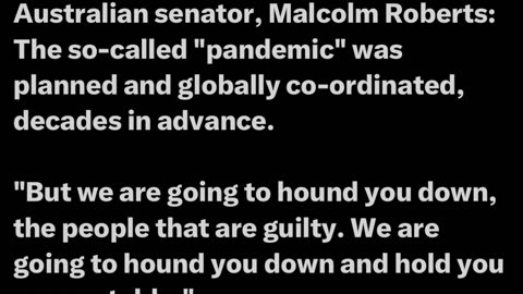 Australian Senator: "Pandemic Planned and Coordinated in Advance"