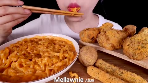 ASMR MUKBANG｜CHEESY CARBO FIRE NOODLES, CHICKEN, CHEESE BALL, CHEESE STICK 까르보불닭 뿌링클 EATING SOUNDS먹방