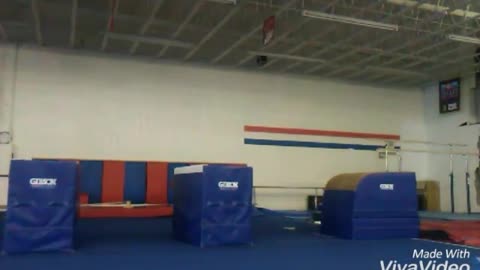 Gymnastics jump into blue block