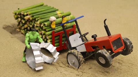 Diy tractor trolley heavy wood loading science project | Dangerous tractor rescue