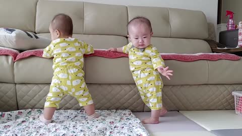 Twin Babies Fell Down From Sofa l Funny Clip