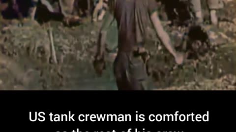 US tank crewman comforted rest of crew can't be saved heart breaking #Colourized footage🇺🇸 🚗 😢 🎥