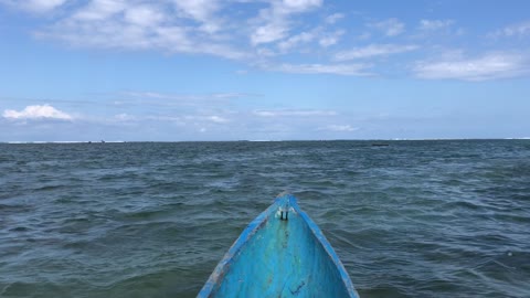 Go by boat in the sea