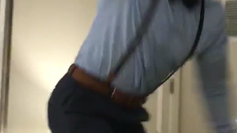 Music guy blue shirt on table screaming