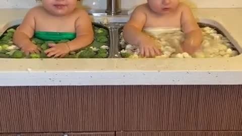 Cute Babies Playing In Sink #Shorts