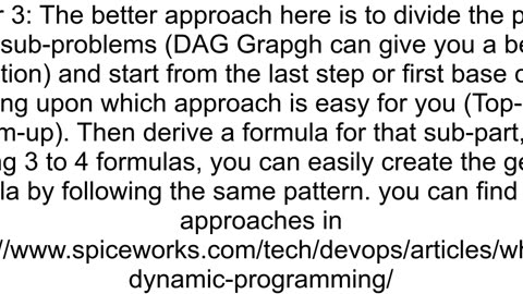 How to find proper formula for a dynamic programming algorithm