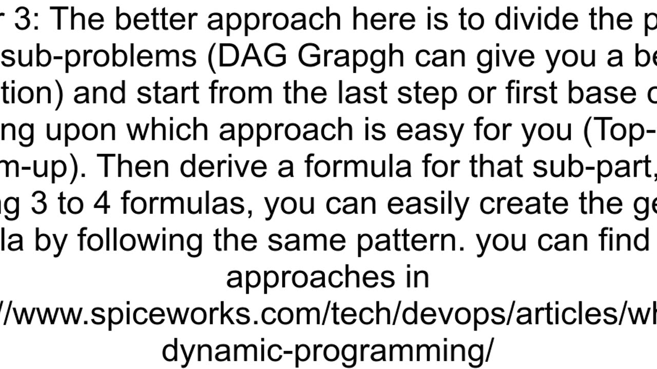 How to find proper formula for a dynamic programming algorithm