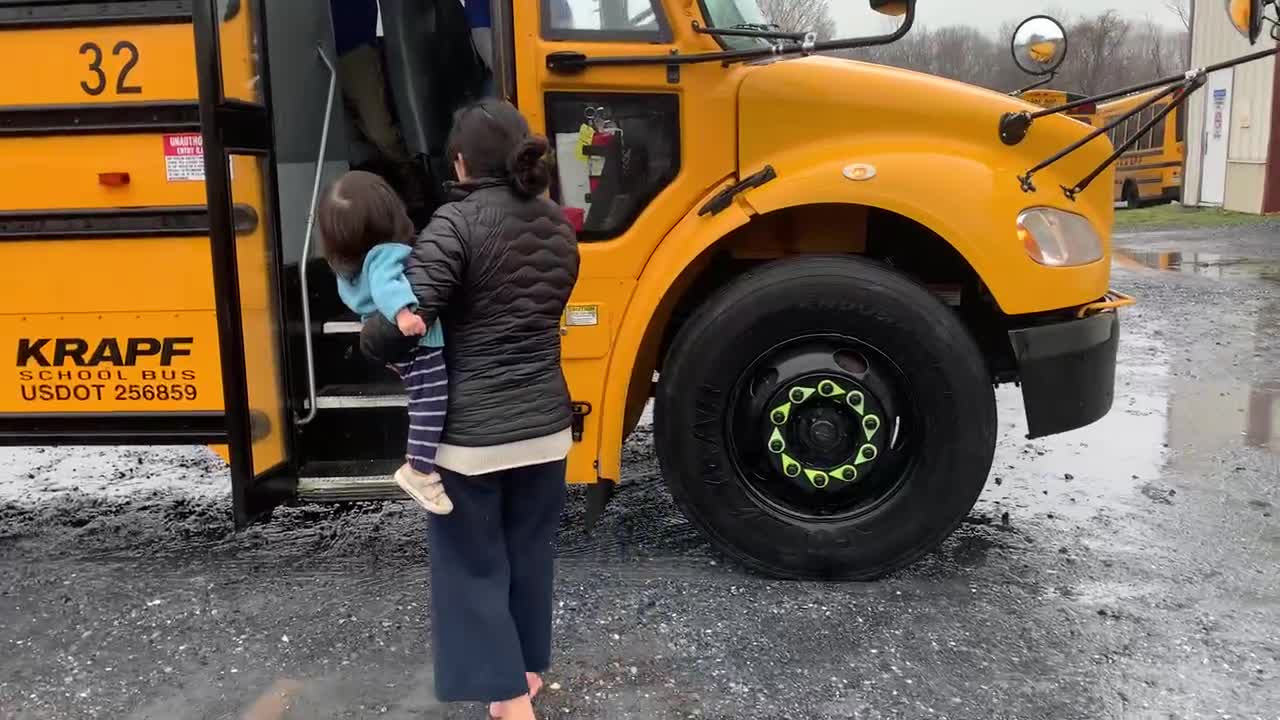 Krapf school bus day: First time on a real school bus!!!!!