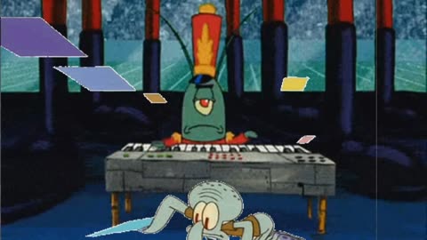 Squidward Is Playing With Tiles While Plankton Plays The Piano 🎹