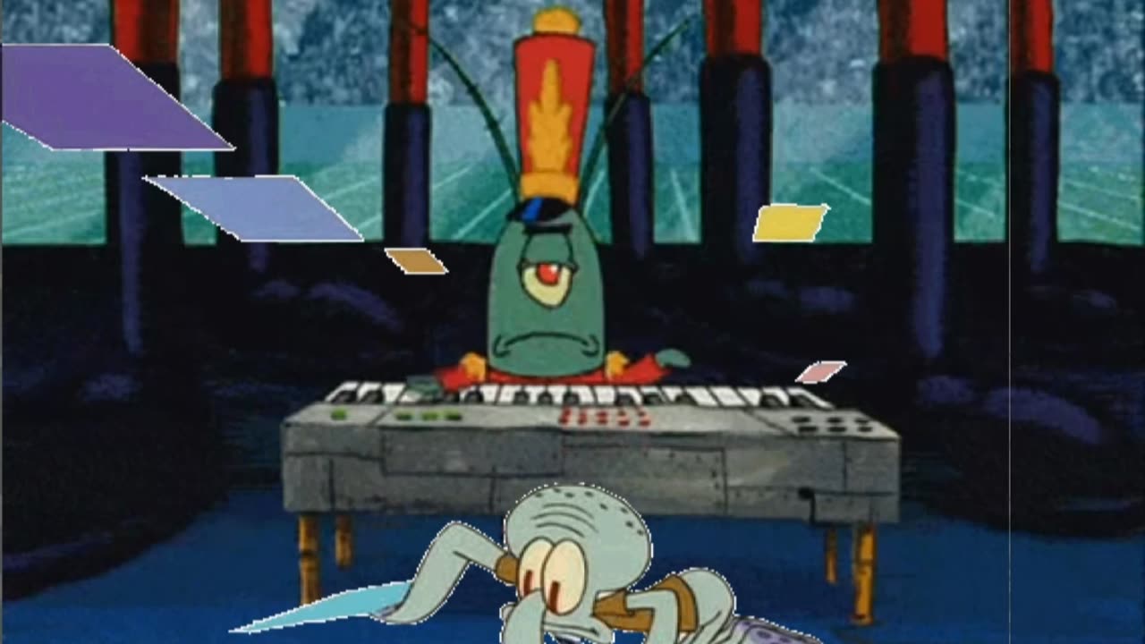 Squidward Is Playing With Tiles While Plankton Plays The Piano 🎹