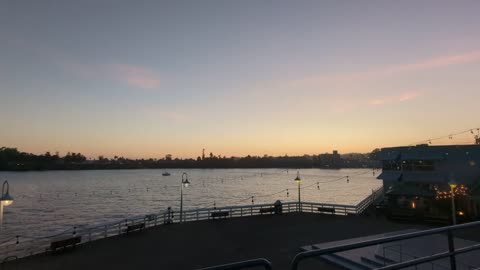 Long Slow burning Sunset at Vino by The Sea on Santa Cruz Warf