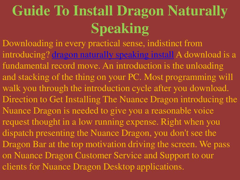 Guide To Install Dragon Naturally Speaking