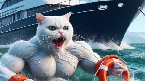 Body fight shark to save😾 a kitt😺😸 cat video fight and shark