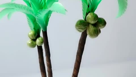 Coconut trees made of straws, creative DIY