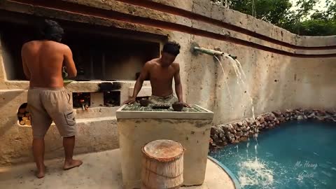 100 Days Building A Modern Underground Hut With A Grass Roof And A Swimming Pool