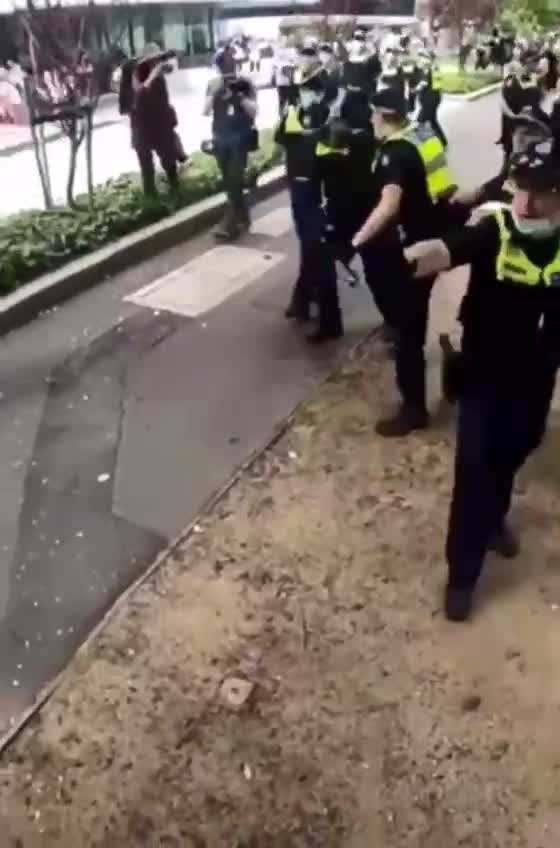 Police violently forcing Police into Covid Tyranny