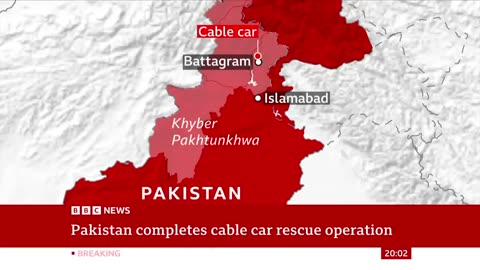 Pakistan cable car- Relief as all eight people rescued