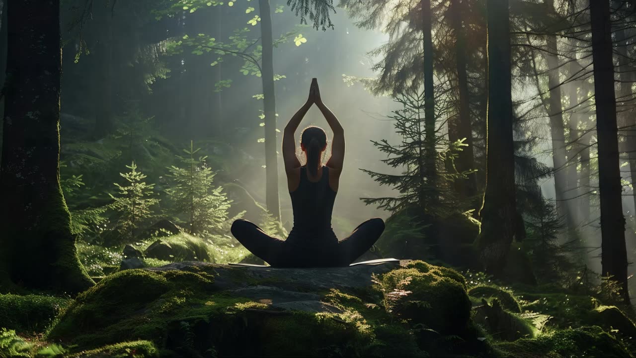 Meditation. Yoga Bell with Night Cicada.