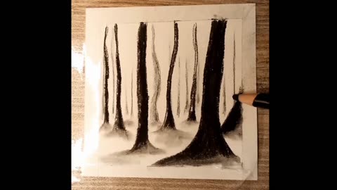 Easy charcoal drawing forest #drawing #stepbystep #forest