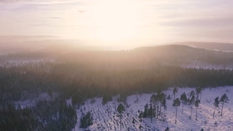 Beautiful sunrise over snow