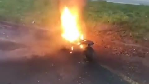 The electric scooter caught fire