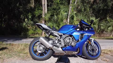 very beautiful motorcycle behind street