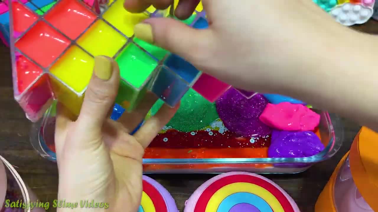 COLORFUL LIPS ! Mixing random into GLOSSY slime !Satisfying Slime Video #154