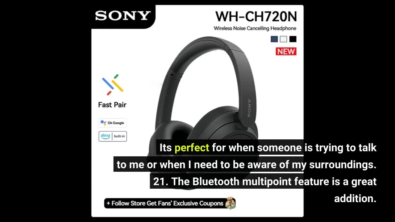Sony WH-CH720N Noise Canceling Wireless Headphones Bluetooth Over The Ear Headset with Micropho...