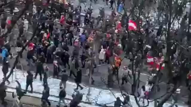 Huge Covid Lockdown protest Vienna Austria