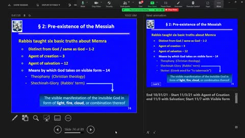 Sunday November 7,2021 Life of the Messiah 6: Pre-existence of the Messiah Continued